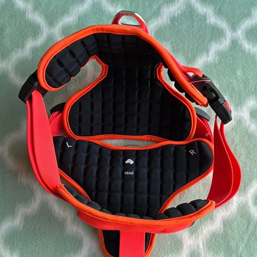 Hot coral pink and Black neoprene Dog Harness